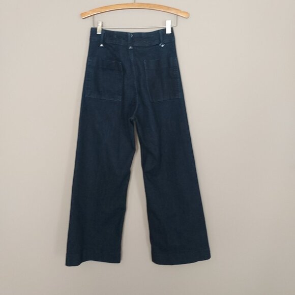 Zara Hi Waist Wide Leg Denim Pants Size 6 - Picture 4 of 12